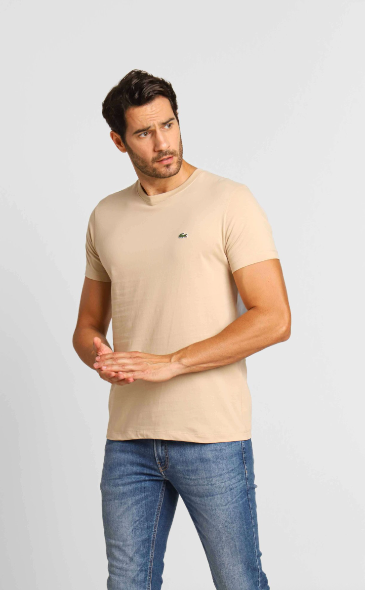 Kit 2 Camisetas Lacoste Básica Regular Fit Pima- Sale Preto/Bege