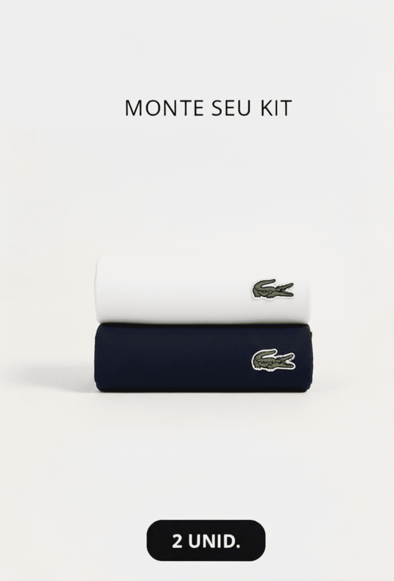 Kit 2 Camisetas Lacoste Básica Regular Fit Pima- Sale Branco/Marinho