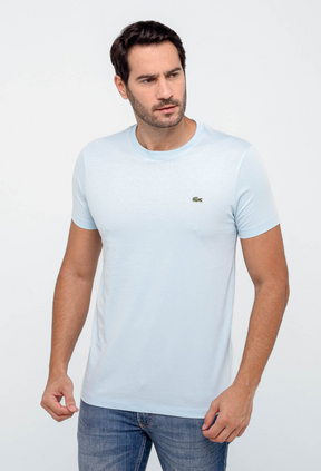 Camiseta Lacoste Básica Regular Fit Pima - Sale Azul Claro