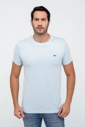 Camiseta Lacoste Básica Regular Fit Pima - Sale Azul Claro