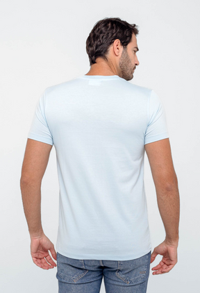 Camiseta Lacoste Básica Regular Fit Pima - Sale Azul Claro