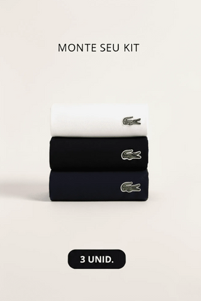 Kit 3 Camisetas Lacoste Básica Regular Fit Pima- Sale Branco/Preto/Marinho