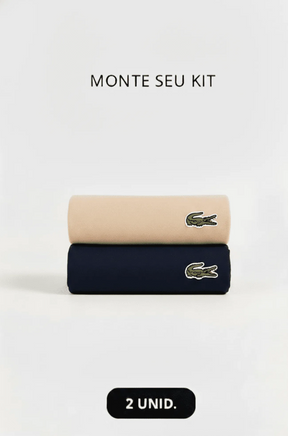 Kit 2 Camisetas Lacoste Básica Regular Fit Pima- Sale Bege/Marinho