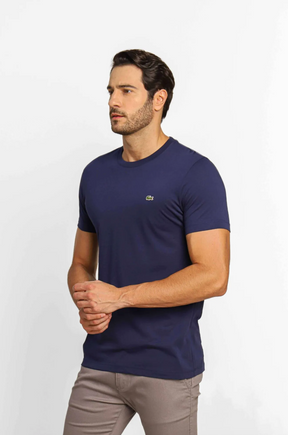 Kit 2 Camisetas Lacoste Básica Regular Fit Pima- Sale Bege/Marinho