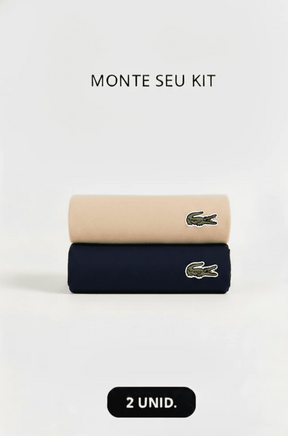 Kit 2 Camisetas Lacoste Básica Regular Fit Pima- Sale Bege/Marinho
